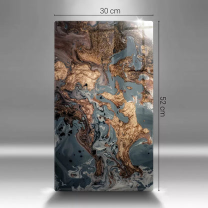 Skærebræt i Glas 30x52 cm Marmorprint Grå med Guld