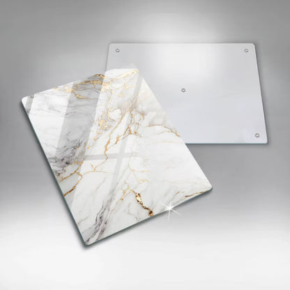 Skærebræt i Glas 40x52 cm Lyst Marmor med Guld