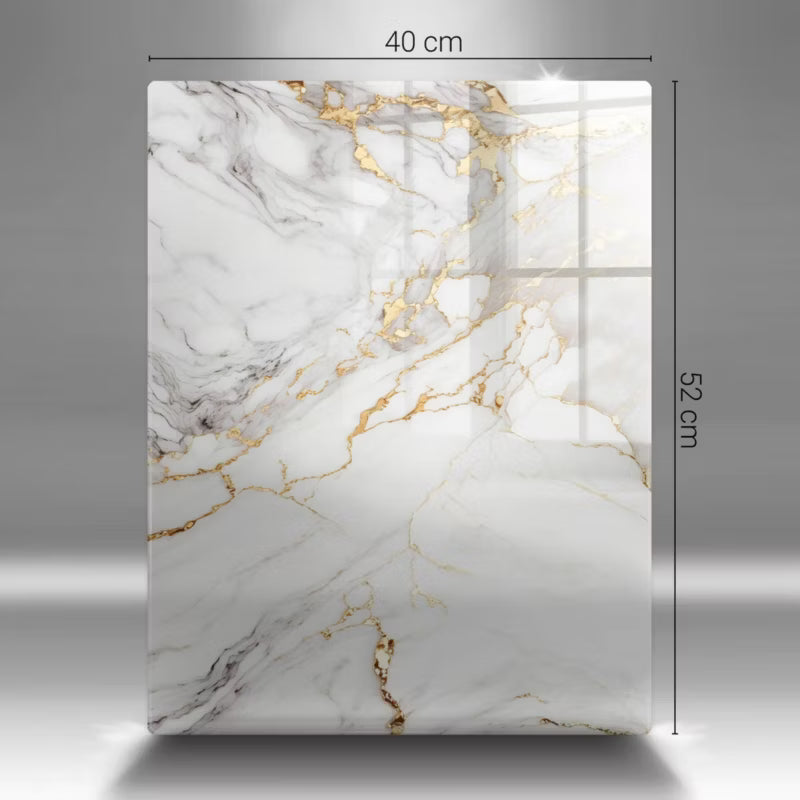 Skærebræt i Glas 40x52 cm Lyst Marmor med Guld