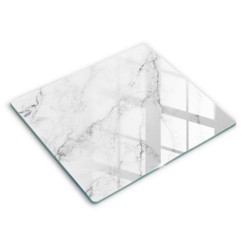 Skærebræt i Glas 60x52 cm Marmorlook Hvid
