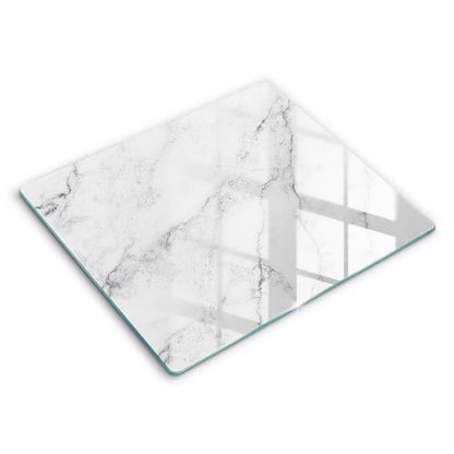 Skærebræt i Glas 60x52 cm Marmorlook Hvid