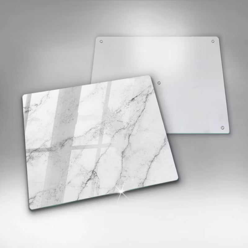 Skærebræt i Glas 60x52 cm Marmorlook Hvid