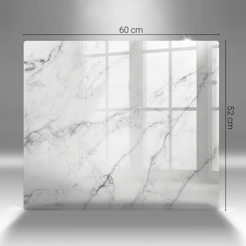 Skærebræt i Glas 60x52 cm Marmorlook Hvid