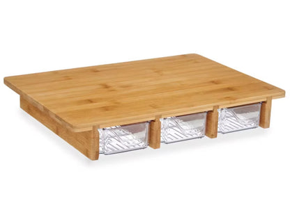 Skærebræt med 3 Bakker 40x28 cm Brun Bambus