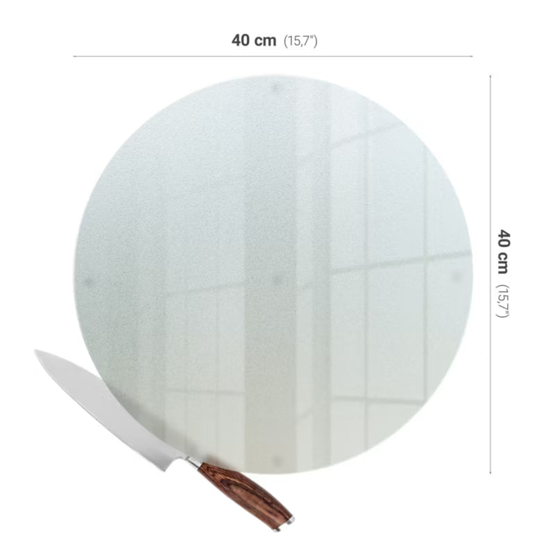 Skærebræt Rund Ø40 cm Hærdet Glas Frostet