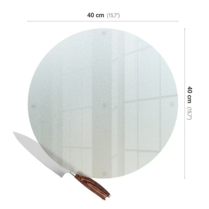 Skærebræt Rund Ø40 cm Hærdet Glas Frostet