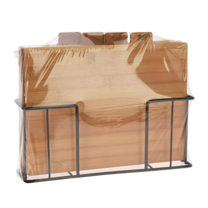 Skærebræt Sæt 28x20 cm Bambus med Holder