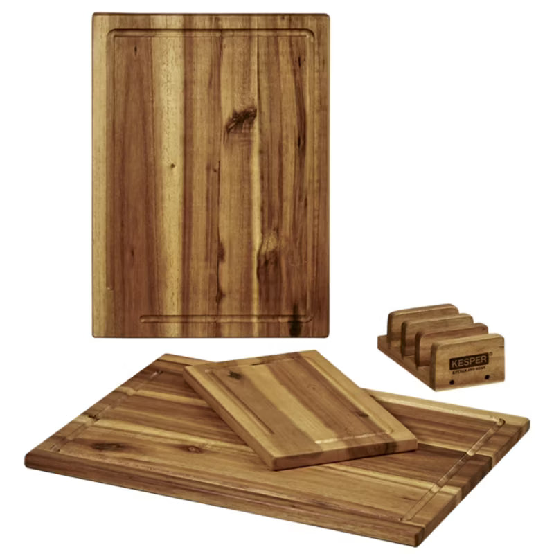 Skærebrætsæt Akacie 40x30 cm med Stander