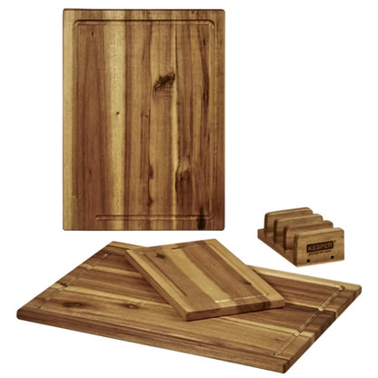 Skærebrætsæt Akacie 40x30 cm med Stander