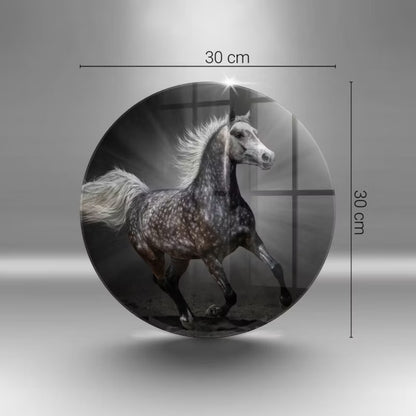 Skærebræt Glas Rund Ø30 cm Hest i Galop