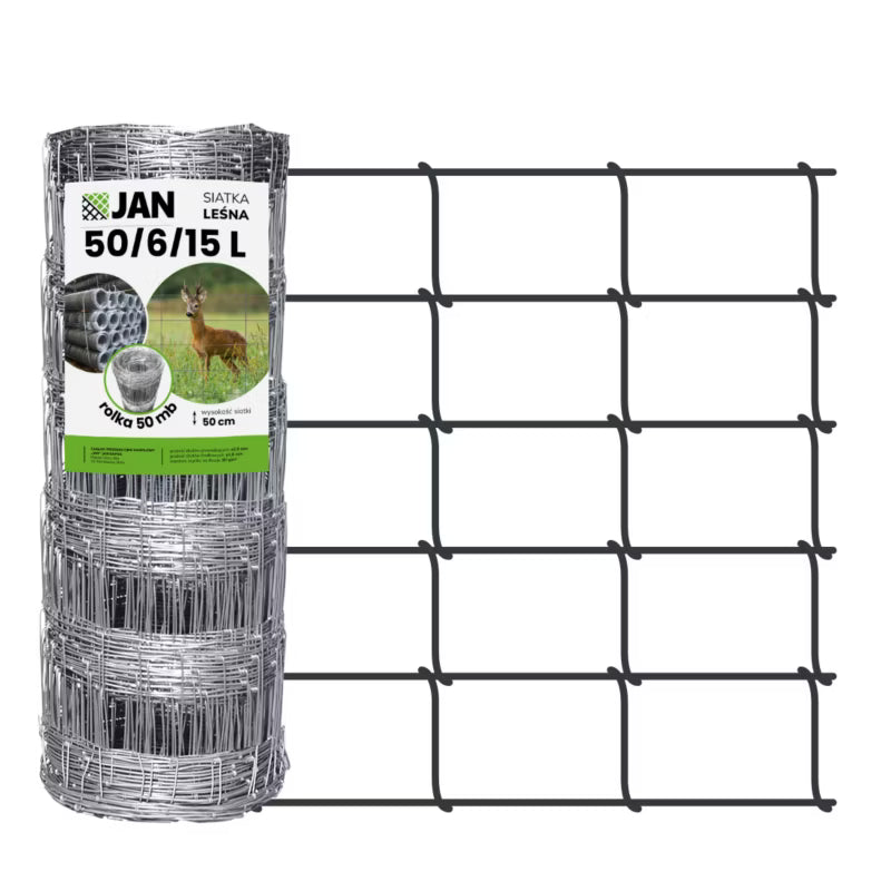Skovhegn 50 cm x 50 m Galvaniseret Stål Sølv