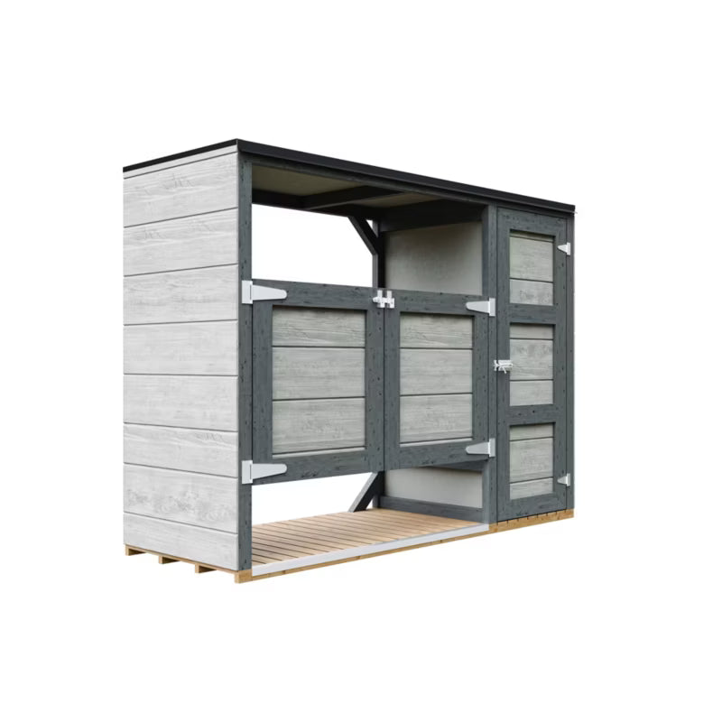 Skraldespandsskjuler 2x240L 217x75 cm Grå