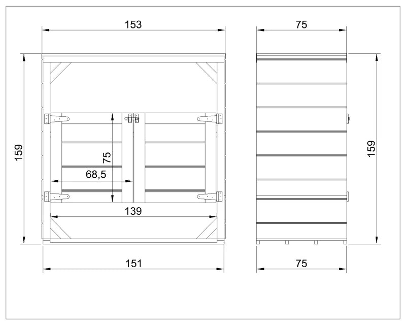 Skraldespandsskjuler 2x240L M980A-CAVERN STEEL Grå