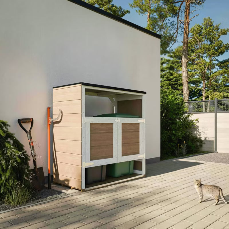 Skraldespandsskjuler 2x240L 153x75 cm Brun