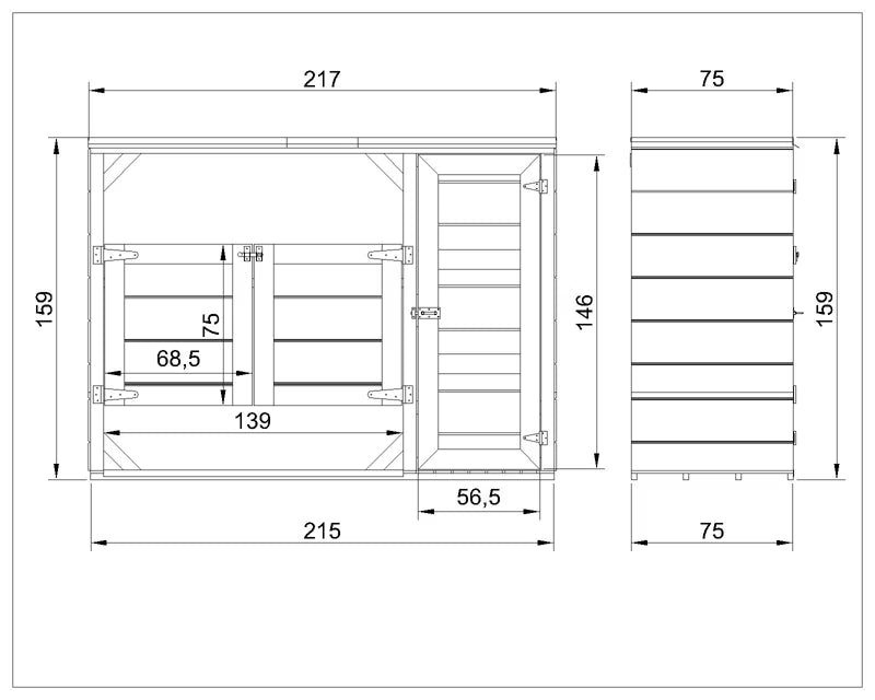 Skraldespandsskjuler 2x240L M981A 75x217 cm