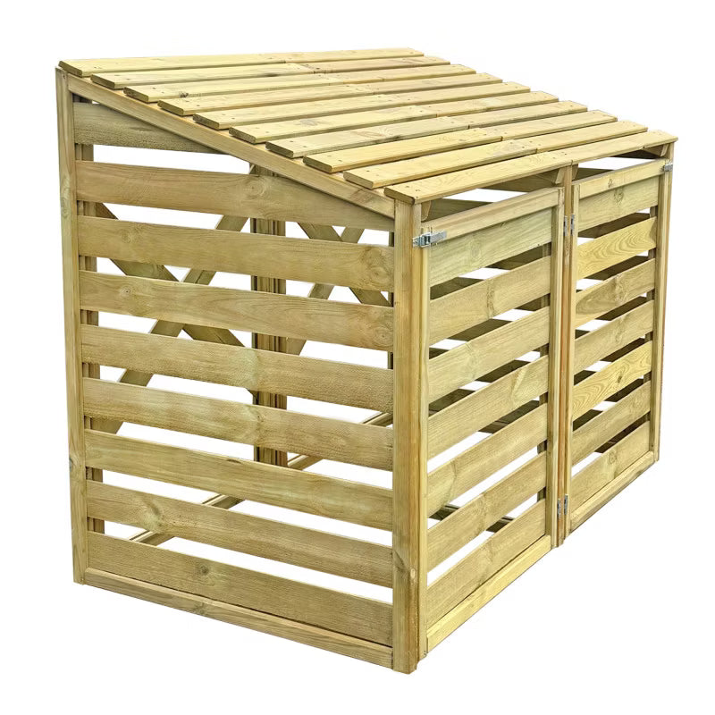 Skraldespandsskjuler Dobbelt 156x92x122 cm Træ Natur