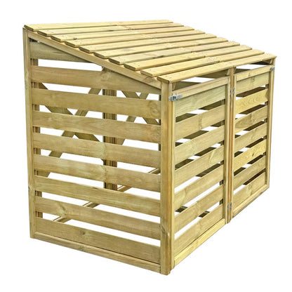 Skraldespandsskjuler Dobbelt 156x92x122 cm Træ Natur