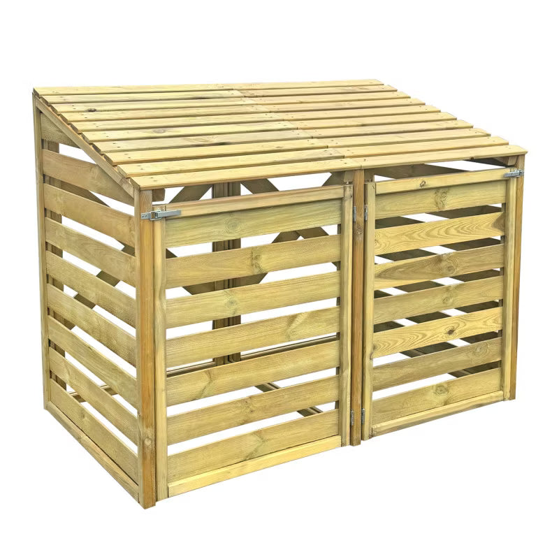 Skraldespandsskjuler Dobbelt 156x92x122 cm Træ Natur