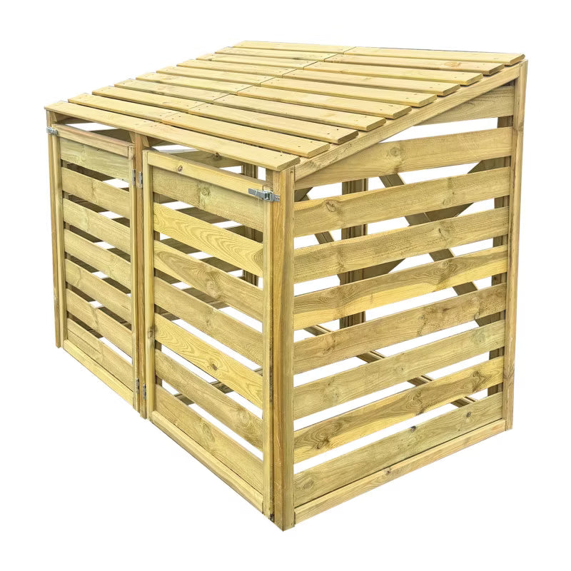 Skraldespandsskjuler Dobbelt 156x92x122 cm Træ Natur
