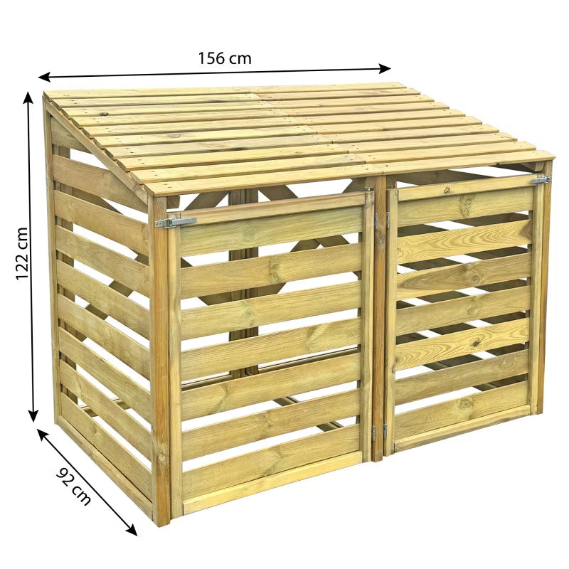 Skraldespandsskjuler Dobbelt 156x92x122 cm Træ Natur