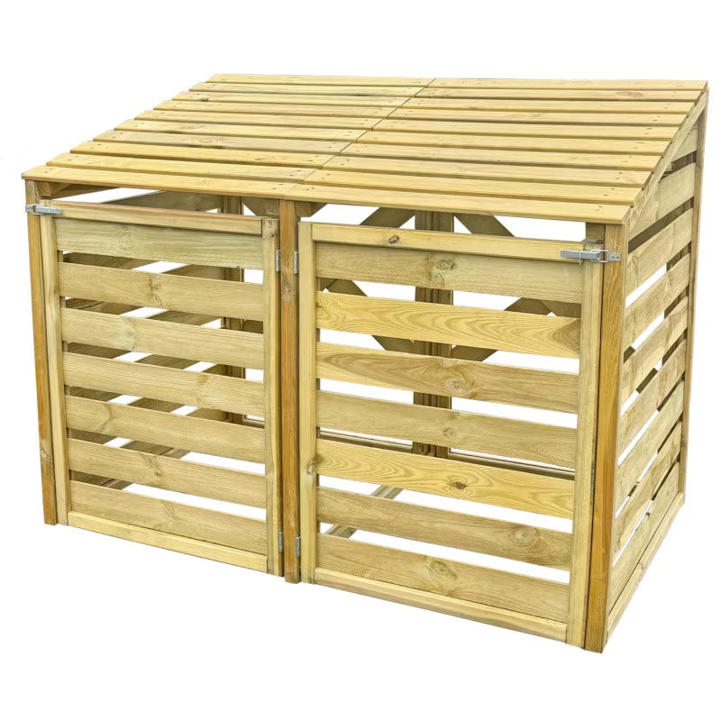 Skraldespandsskjuler Dobbelt 156x92x122 cm Træ Natur
