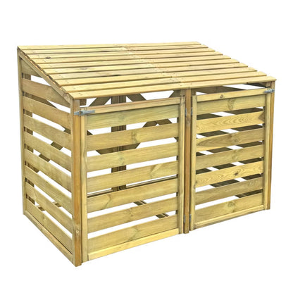 Skraldespandsskjuler Dobbelt 156x92x122 cm Træ Natur