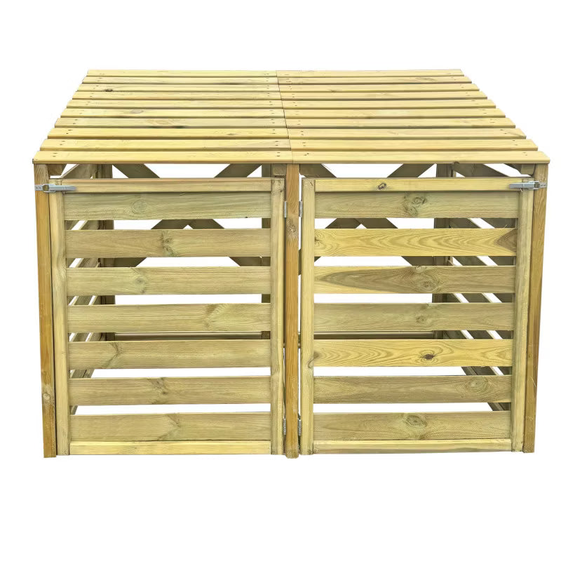 Skraldespandsskjuler Dobbelt 156x92x122 cm Træ Natur
