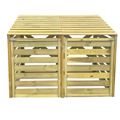 Skraldespandsskjuler Dobbelt 156x92x122 cm Træ Natur