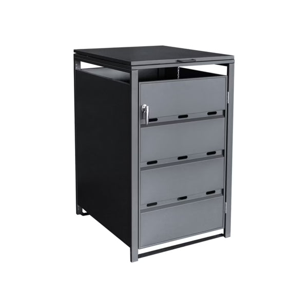Skraldespandsskjuler Enkelt 68x116 cm Grå Stål