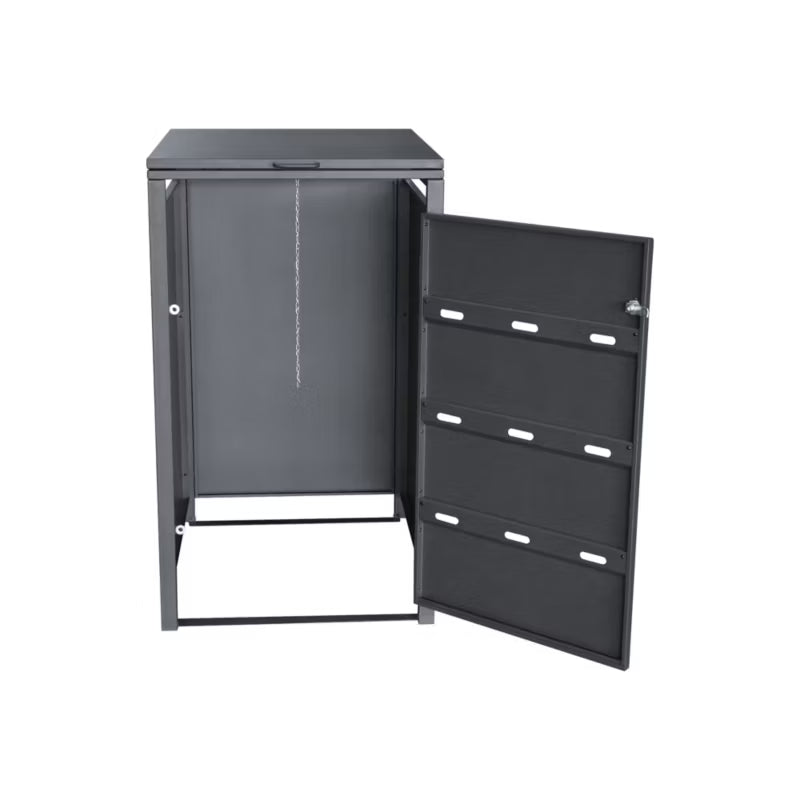 Skraldespandsskjuler Enkelt 68x116 cm Grå Stål