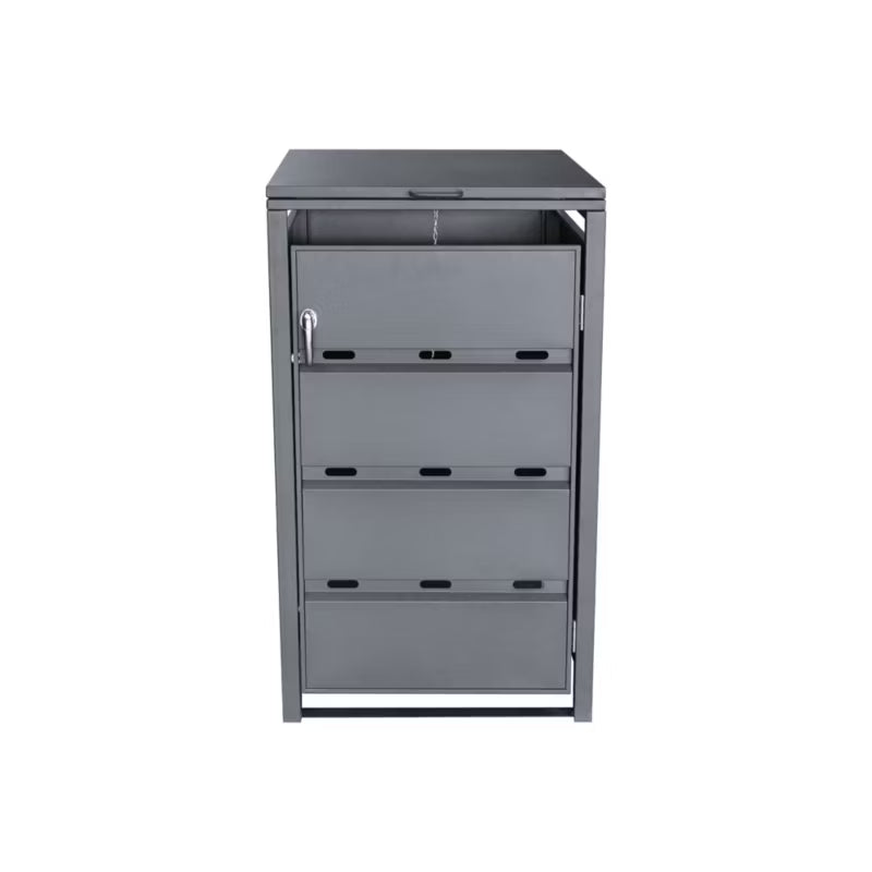 Skraldespandsskjuler Enkelt 68x116 cm Grå Stål