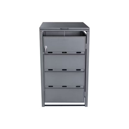 Skraldespandsskjuler Enkelt 68x116 cm Grå Stål