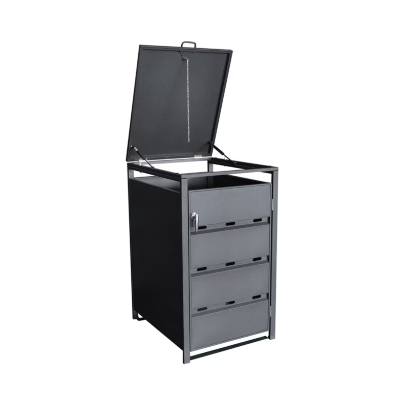 Skraldespandsskjuler Enkelt 68x116 cm Grå Stål