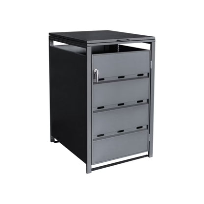 Skraldespandsskjuler Enkelt 68x116 cm Grå Stål