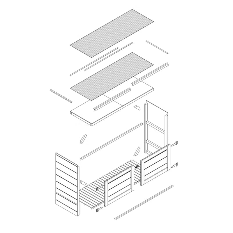 Skraldespandsskjuler M982A 3x240L 217x75 cm Grå