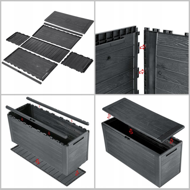 KADAX Balkon- og havetrunk 280L til have, balkon og terrasse i antracit