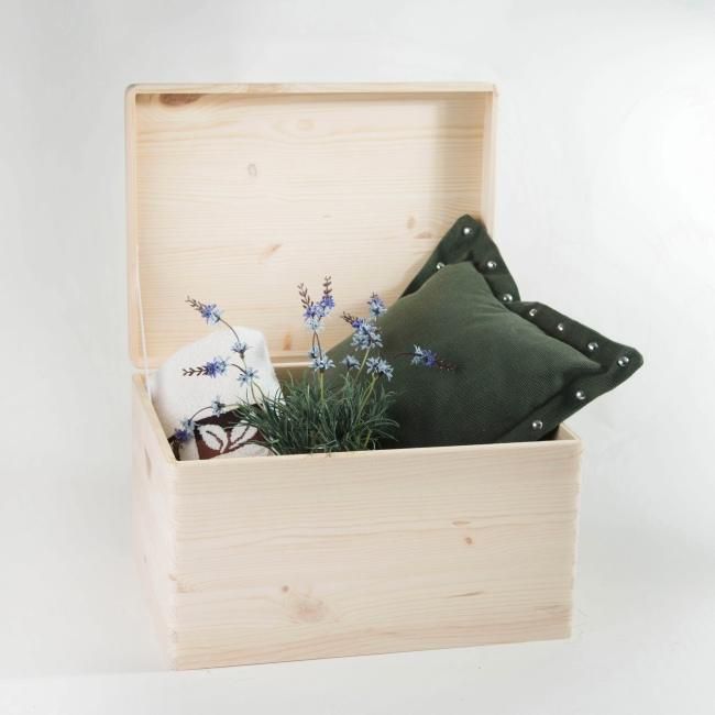 Fyrretræskasse med låg 39,5 x 29,5 x 23 cm