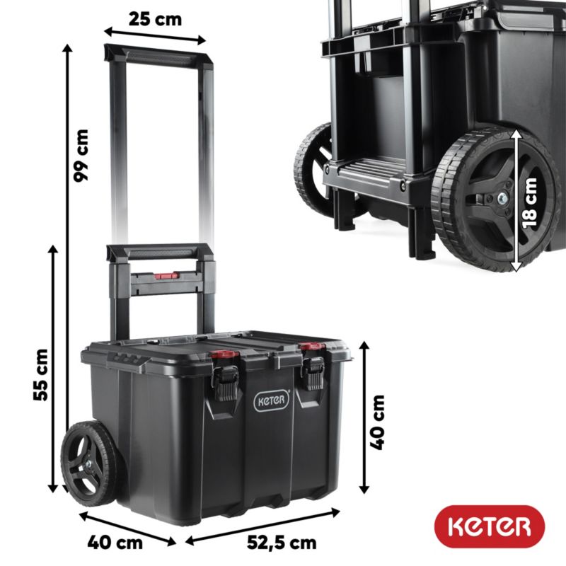 Keter Stack'N'Roll værktøjskasse på hjul med håndtag, 1 stk.