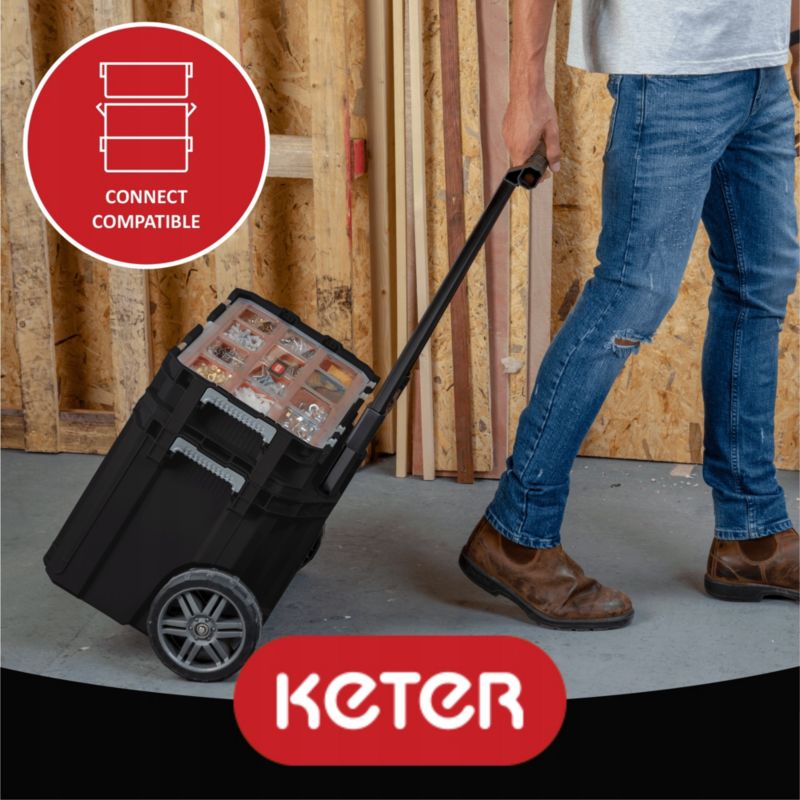 Keter Connect værktøjskasse på hjul med organizer