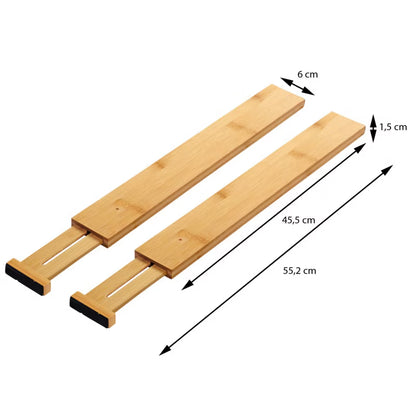 Skuffeinddelere Bambus 45x6 cm Brun 2 Stk