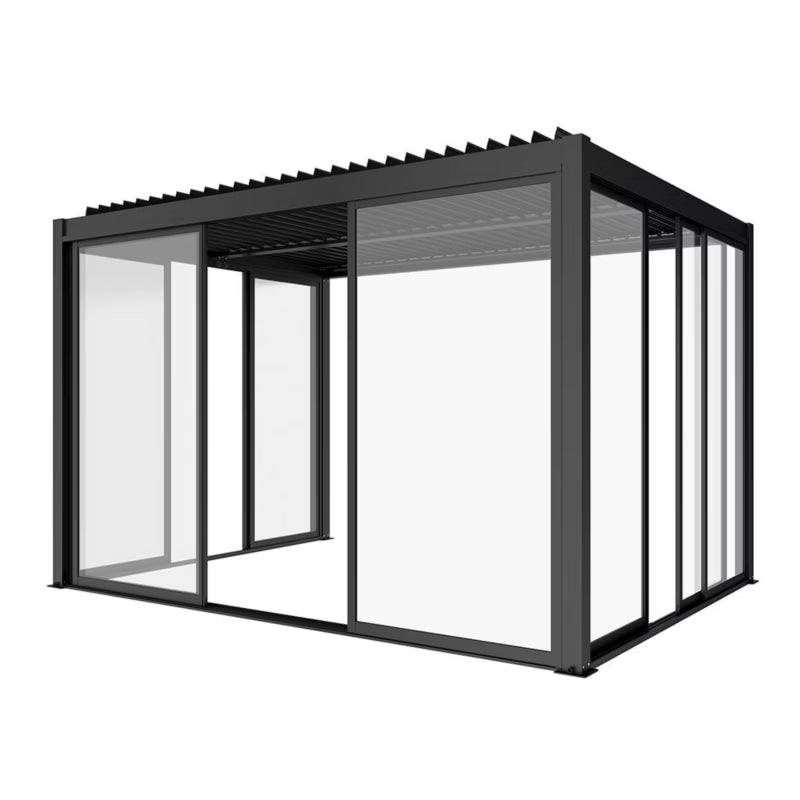Skydedør Glas 370x238 cm Antracit til Pergola Luxe
