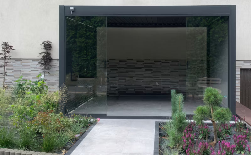 Skydedør Glas til Pergola 3,6 m Antracit