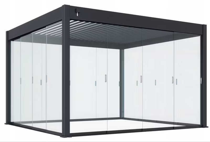 Skydedør Glas til Pergola 3,6 m Antracit