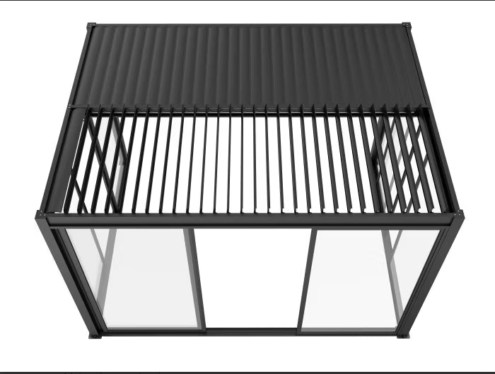 Skydedør Luxe 370x218 cm Hærdet Glas Antracit