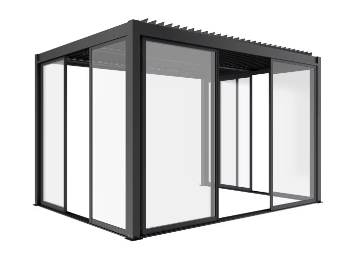 Skydedør Luxe 370x218 cm Hærdet Glas Antracit
