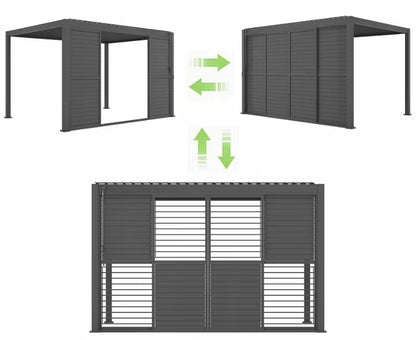 Skydedør til Pergola 370x236 cm Antracit