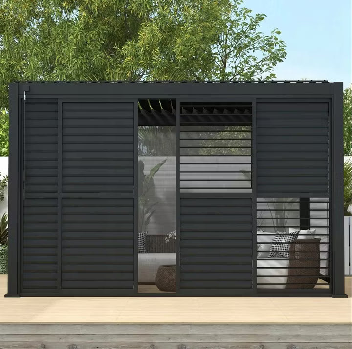 Skydedør til Pergola 370x236 cm Antracit