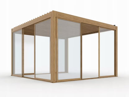 Skydedør til Pergola 370x238 cm Trælook Glas