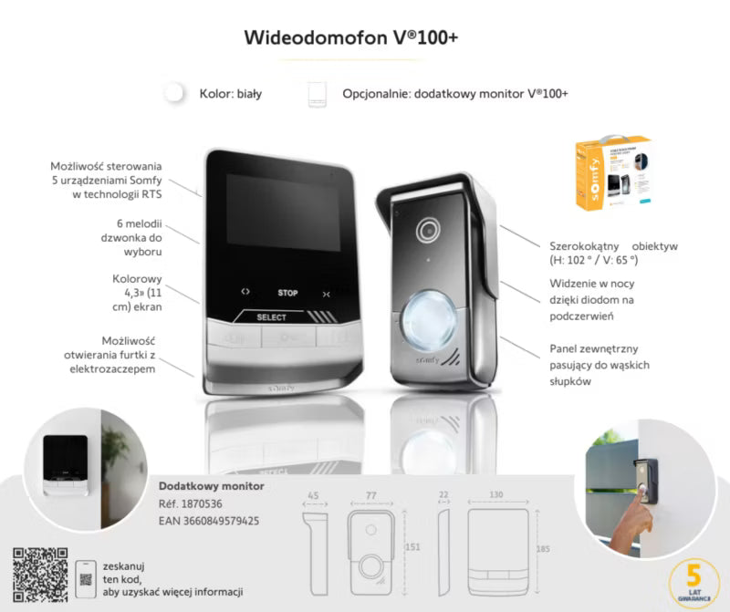 Skydeportmotor Slidy Moove 600 med V100+ Videodørtelefon