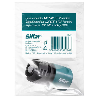 Slangekobling 1/2"-5/8" med Vandstop Sort